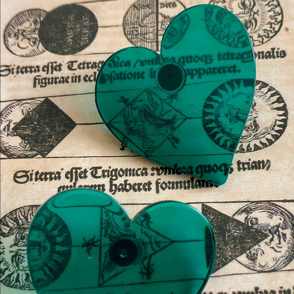 Teal Colored Heart Earrings